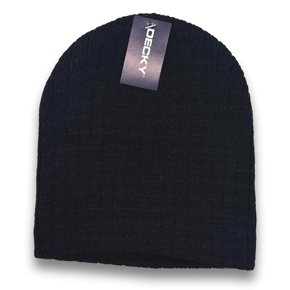 Decky Short Knit Cable Beanie Acrylic Winter Hat Snowboard Ski Cap Up To 7 3/8